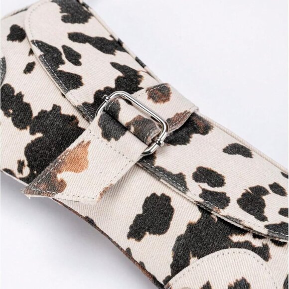 Women's Y2K Leopard Print Shoulder Bag Denim Handbags Retro Cheetah Purses Top H - Picture 3 of 6